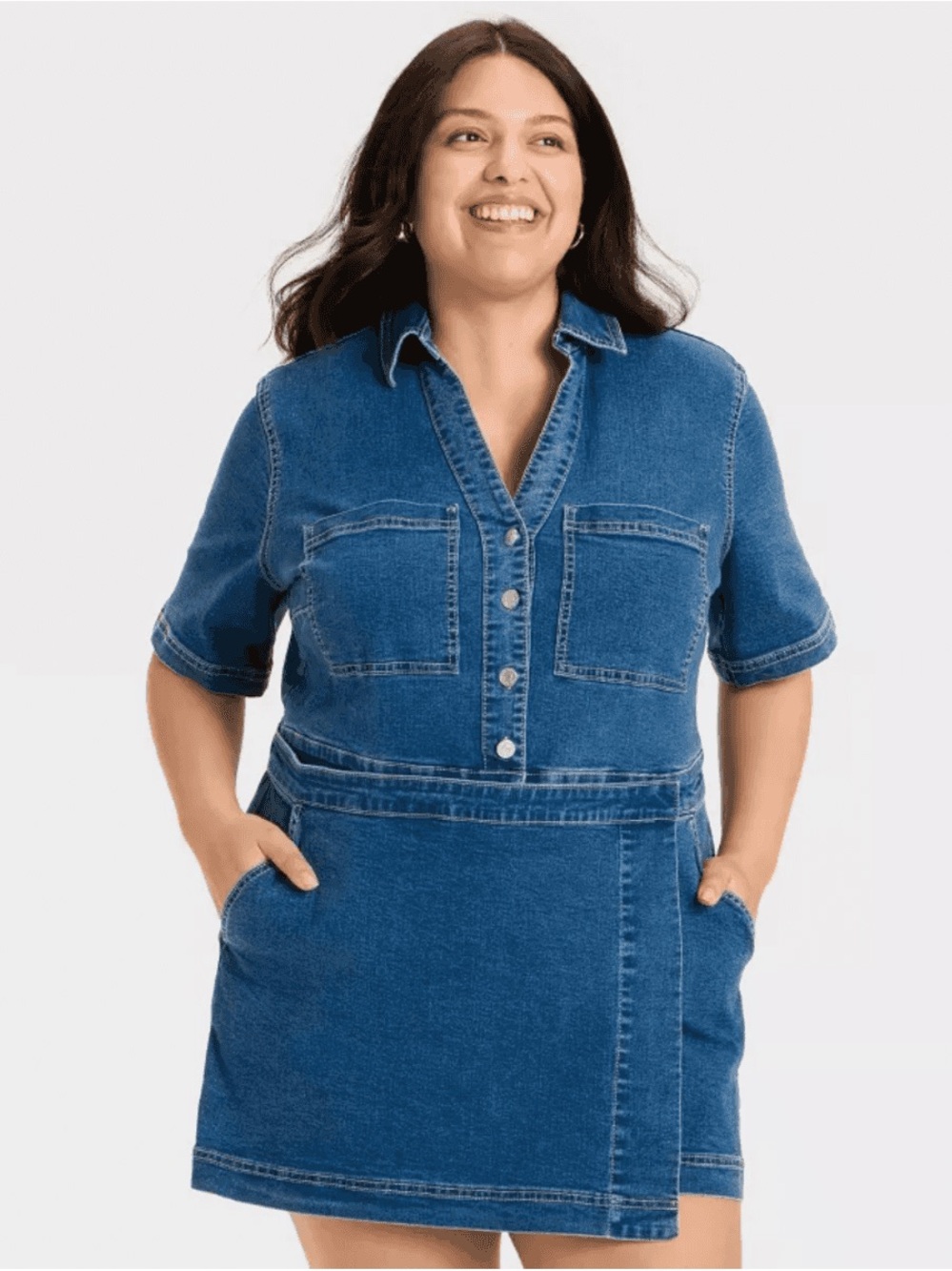 Ava & Viv Women's Denim Skortalls Medium Wash